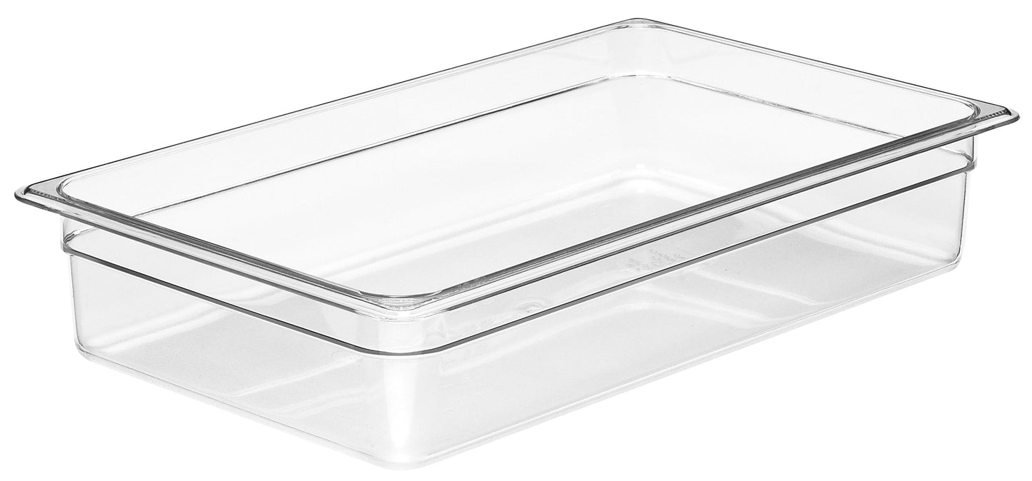 Cambro Camwear Full Size Food Pan, 4" Deep, Clear - 14CW135