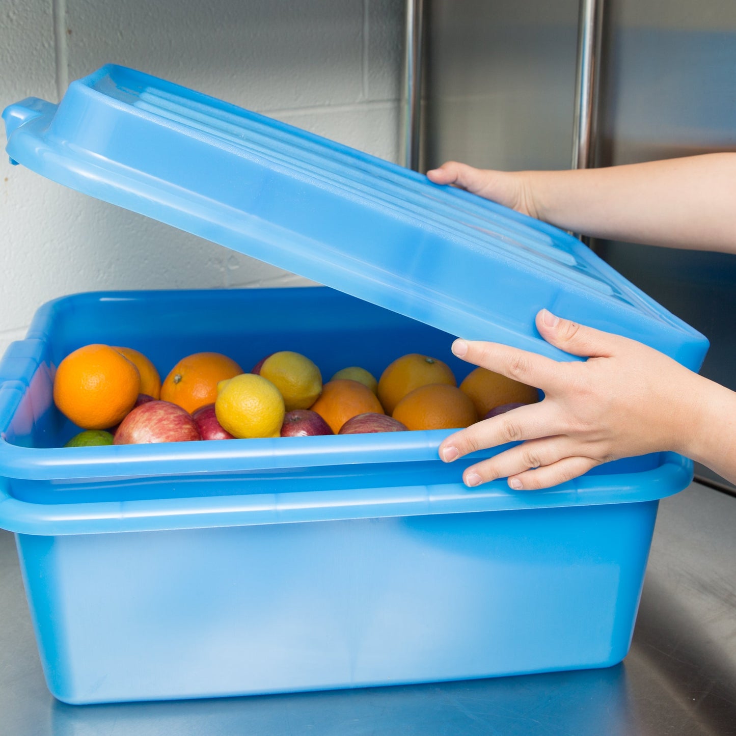 Vollrath | Couvercle à encliquetage de boîte de rangement pour aliments Color-Mate de Traex, bleu