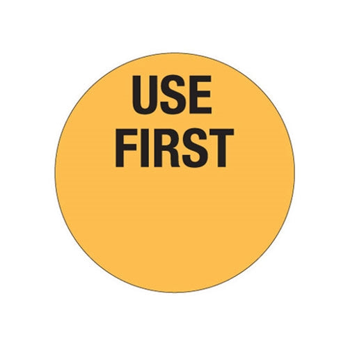 Ecolab | SupeÉtiquette ronde amovible, « Utiliser en premier », 1 po, orange (paquet de 1000)
