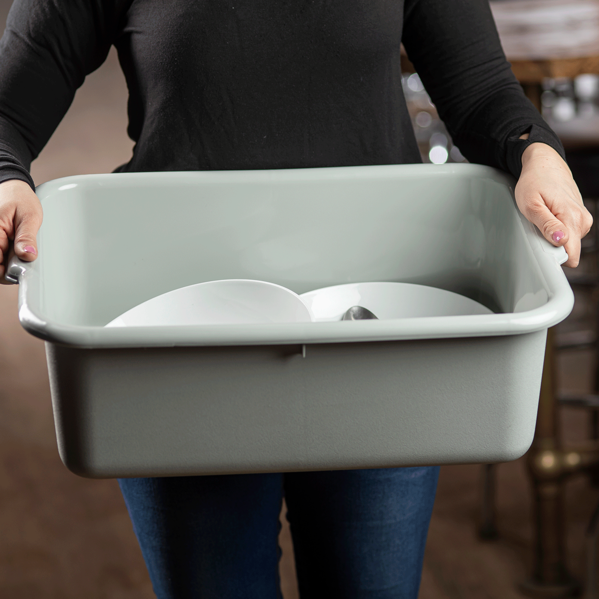 TableCraft Bus/Utility Bin, 21.25" x 15.75" x 7", Grey - 1537G