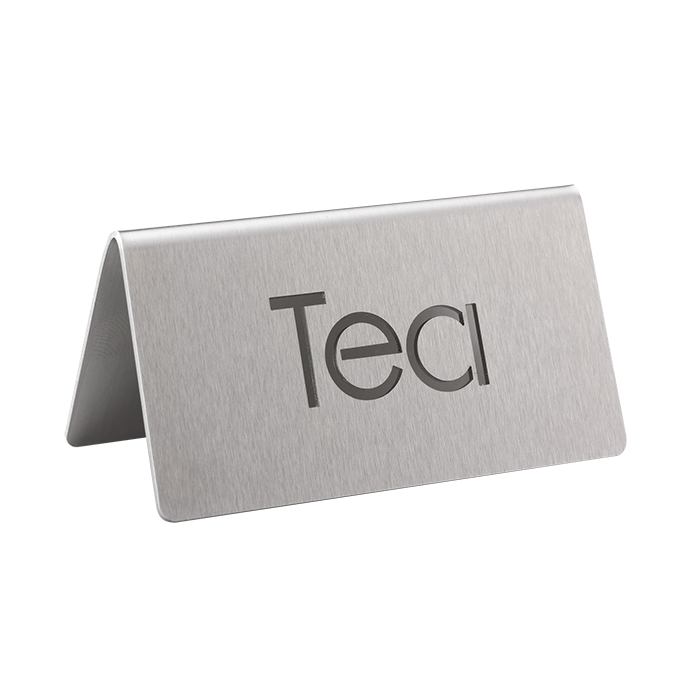 Service Ideas Laser Cut ID Table Tent, Tea, Stainless Steel - 1C-BF-TEA-MOD