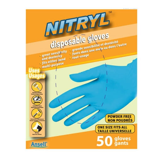 Gants jetables en nitrile Ansell, taille unique, bleus (paquet de 50), vente finale - 84052