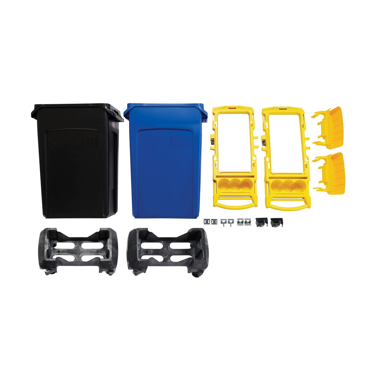 Rubbermaid Slim Jim 2 Stream Rim Double Caddy Kit, 46 gal, Yellow, FINAL SALE - 2032952