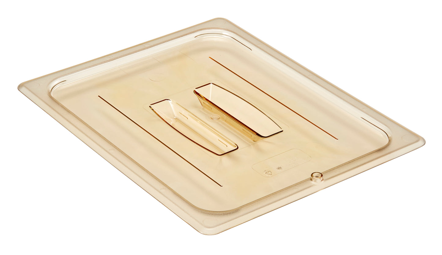 Cambro High Heat Food Pan Cover w/Handle, Half Size, Amber - 20HPCH150