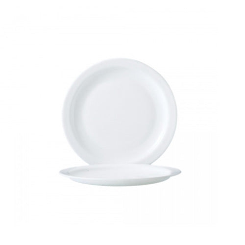 Arcoroc Restaurant White Narrow Rim Lunch Plate, 9.25" (24-pack) - 57975