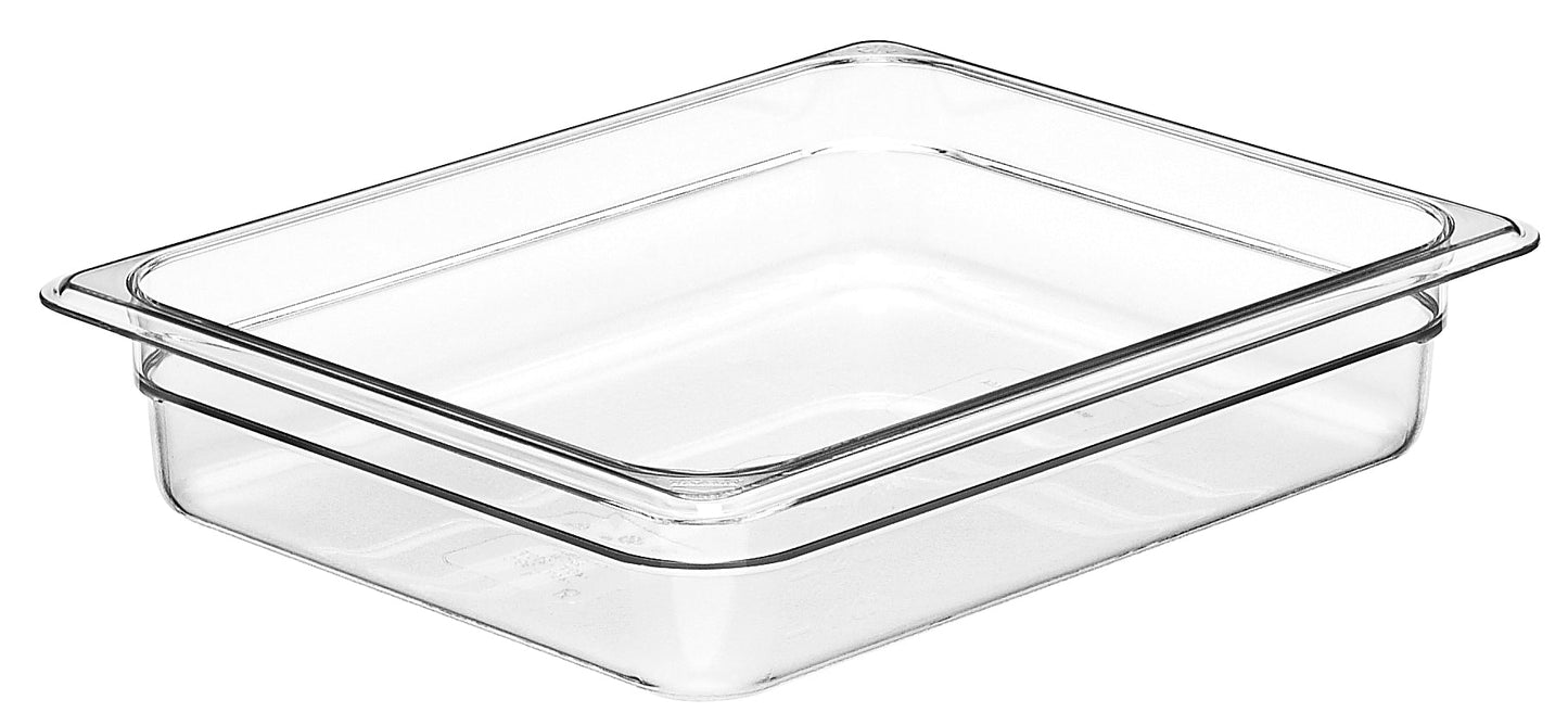 Cambro | Bac gastronome Camwear, demi-taille, 2,5" de profondeur, transparent