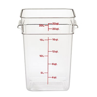Cambro CamSquare Food Storage Container, 22 qt, Clear - 22SFSCW135