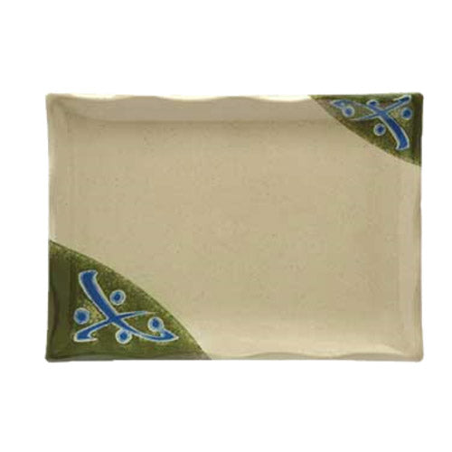 G.E.T. Japanese Traditional Rectangular Plate, 8" x 5 1/2", Melamine Beige/Green/Blue - 142-20-TD
