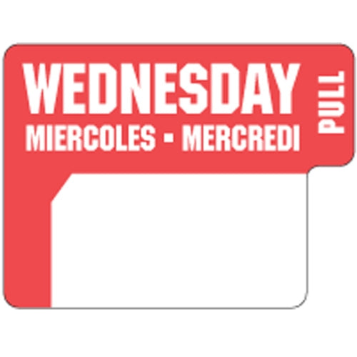 Ecolab DuraLabel Day Label, 1" x 3/4", English/French/Spanish, Wednesday - 90060092