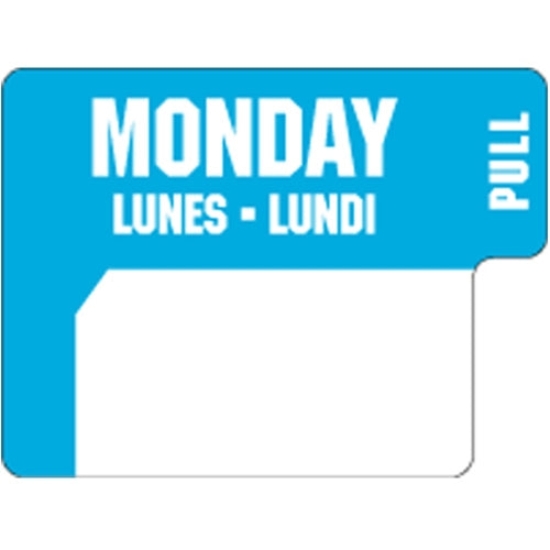 Ecolab DuraLabel Day Label, 1" x 3/4", English/French/Spanish, Monday - 90060090