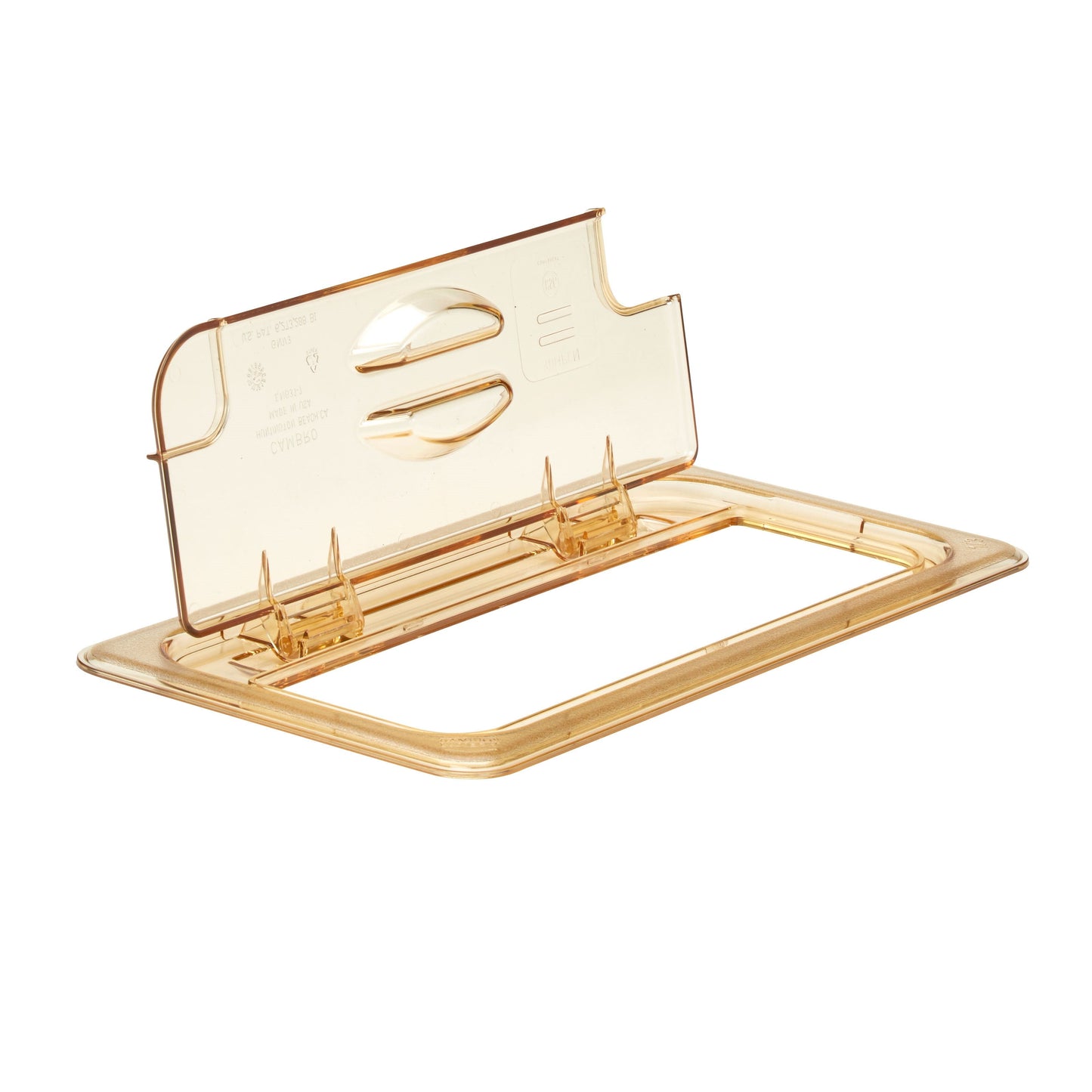 Cambro High Heat Food Pan FlipLid, Notched, 1/3 Size, Amber - 30HPLN150