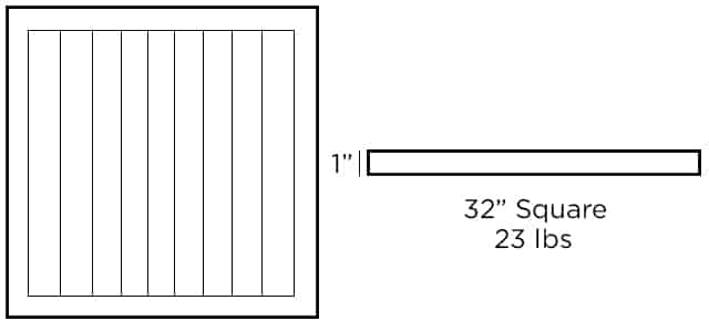 Muskoka Teak Square Table Top, 32" x 32", Natural Teak - MT-TEAK32SQ