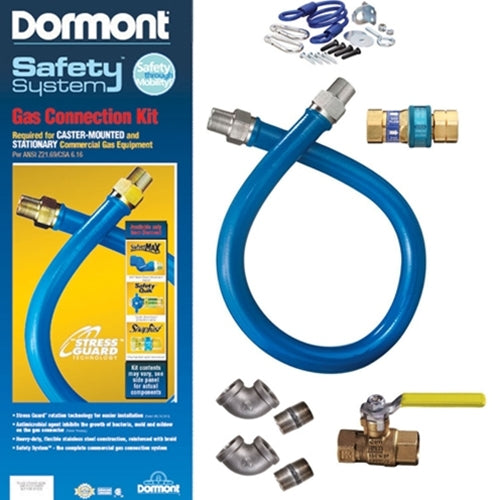 Dormont Blue Hose Gas Connector Kit w Swivel MAX, 3/4" x 48" - 1675KITS48