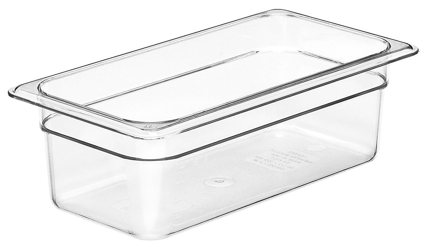Cambro Camwear 1/3 Size Food Pan, 4" Deep, Clear - 34CW135