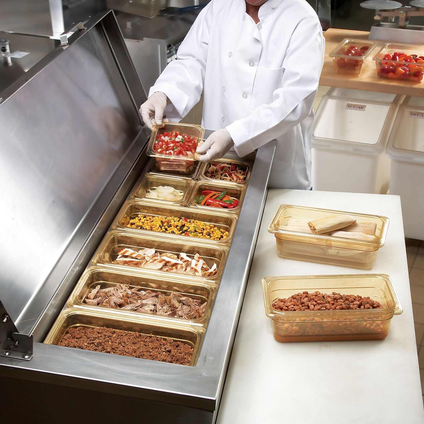 Cambro High Heat 1/3 Size Food Pan, 4" Deep, Amber - 34HP150