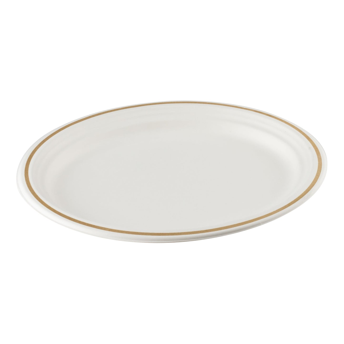 Eco Guardian | Assiette ovale compostable, garniture dorée de 12,5 po (paquet de 48)