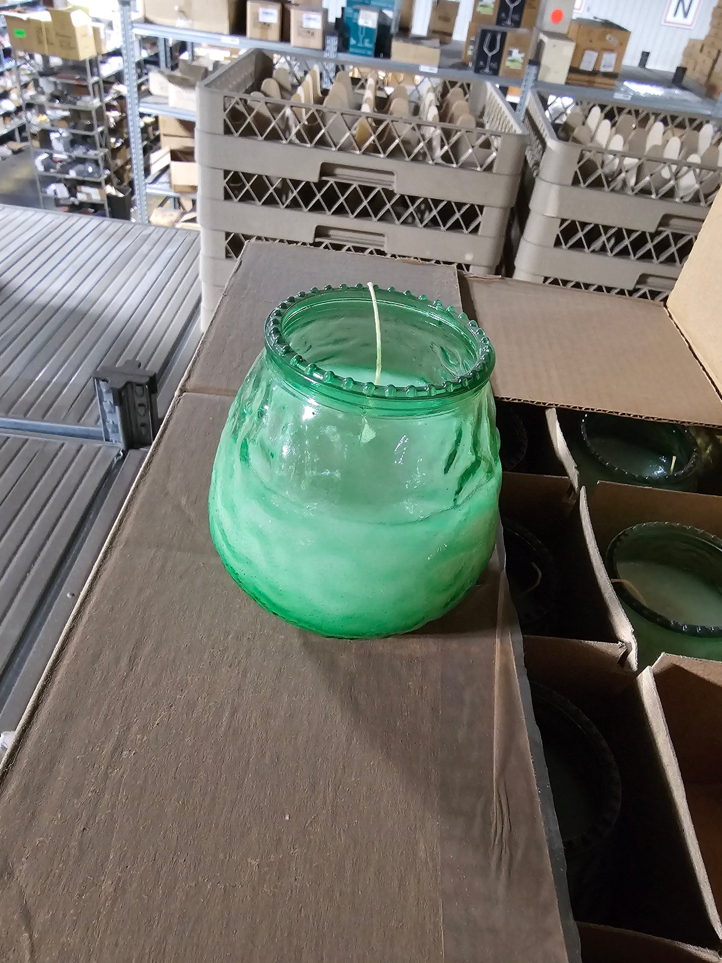 Sterno Euro-Venetian Wax Candle, Glass, Green, FINAL SALE - 234V-1-GR