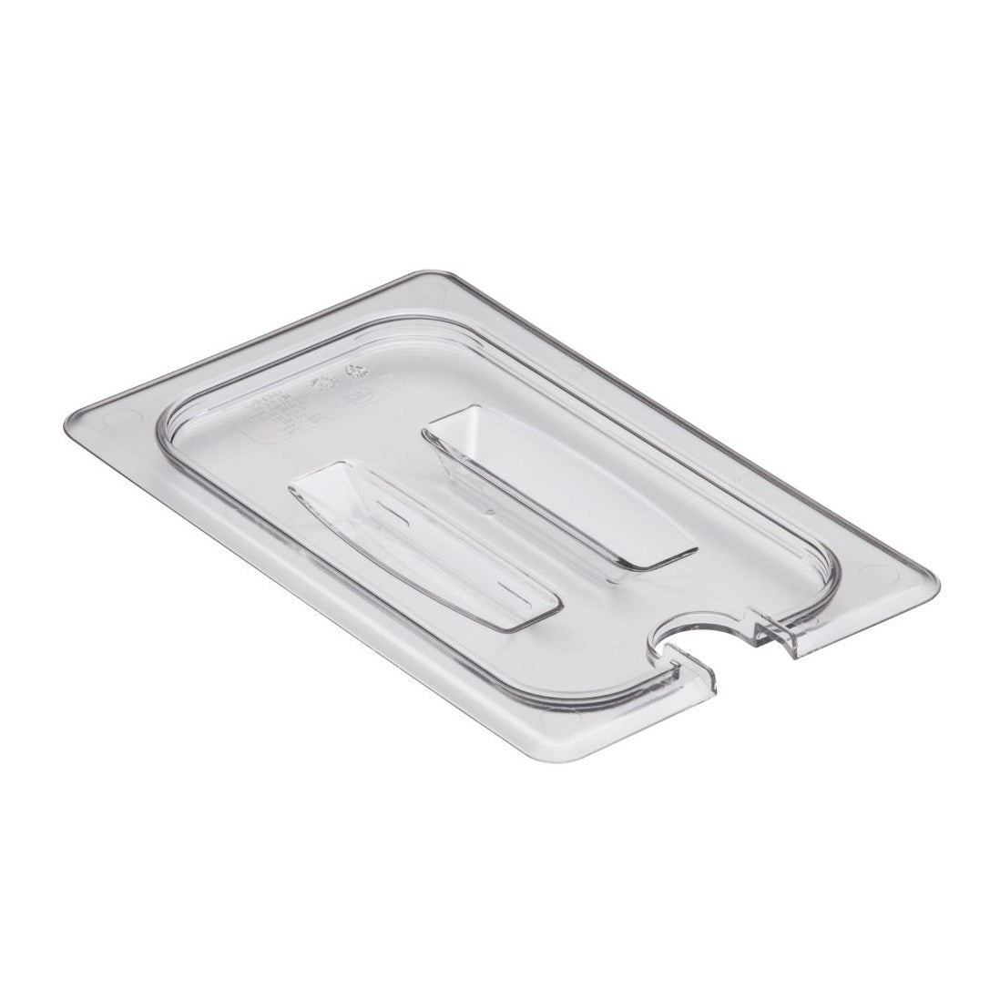 Cambro | Couvercle avec poignée et encoche pour bac gastronome Camwear, taille 1/4, transparent