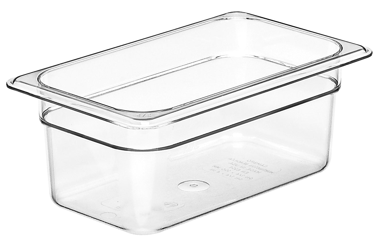 Cambro | Bac gastronome Camwear de taille 1/4, 4" de profondeur, transparent