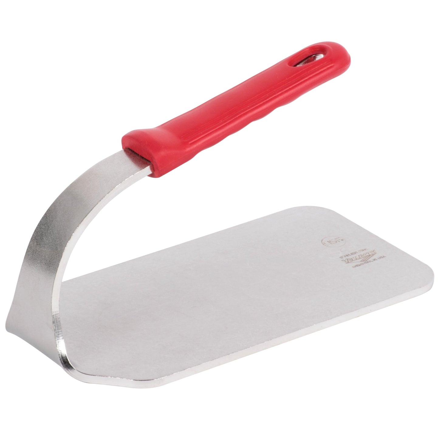 Vollrath Flat Bottom Steak Weight, 1.6 lb, Stainless Steel/Red Silicone Handle - 50661