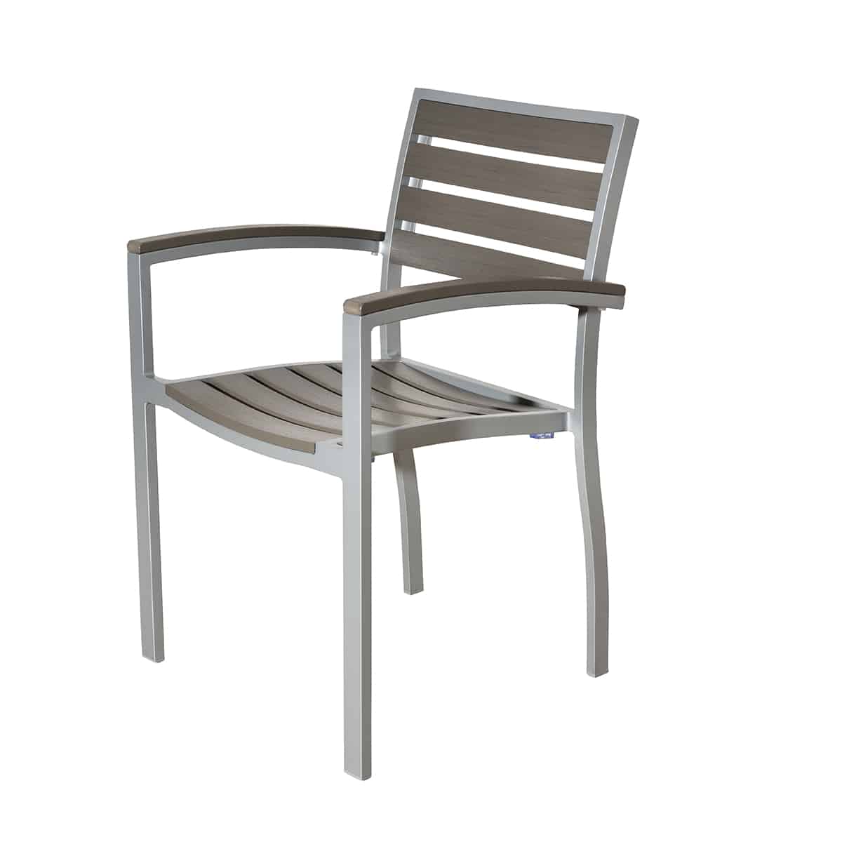 BUM Furniture Marco Polywood Arm Chair, Silver/Grey (4-pack) - 516S-PW-GS