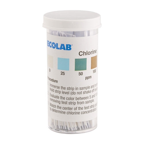 Ecolab | Bandelettes de test de chlore, 0 à 300 ppm (paquet de 100)
