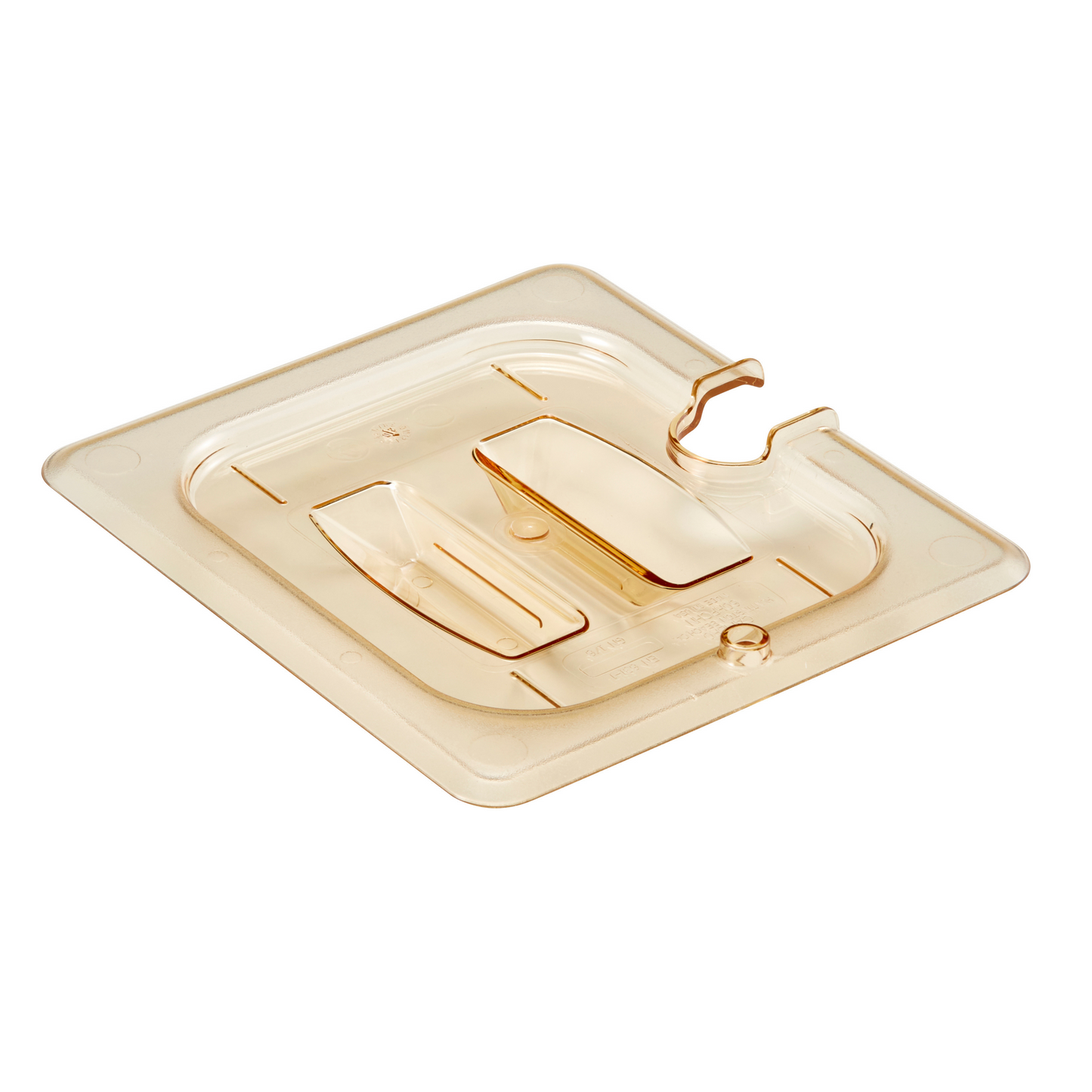 Cambro High Heat Food Pan Cover, Notched w/Handle, 1/6 Size, Amber - 60HPCHN150