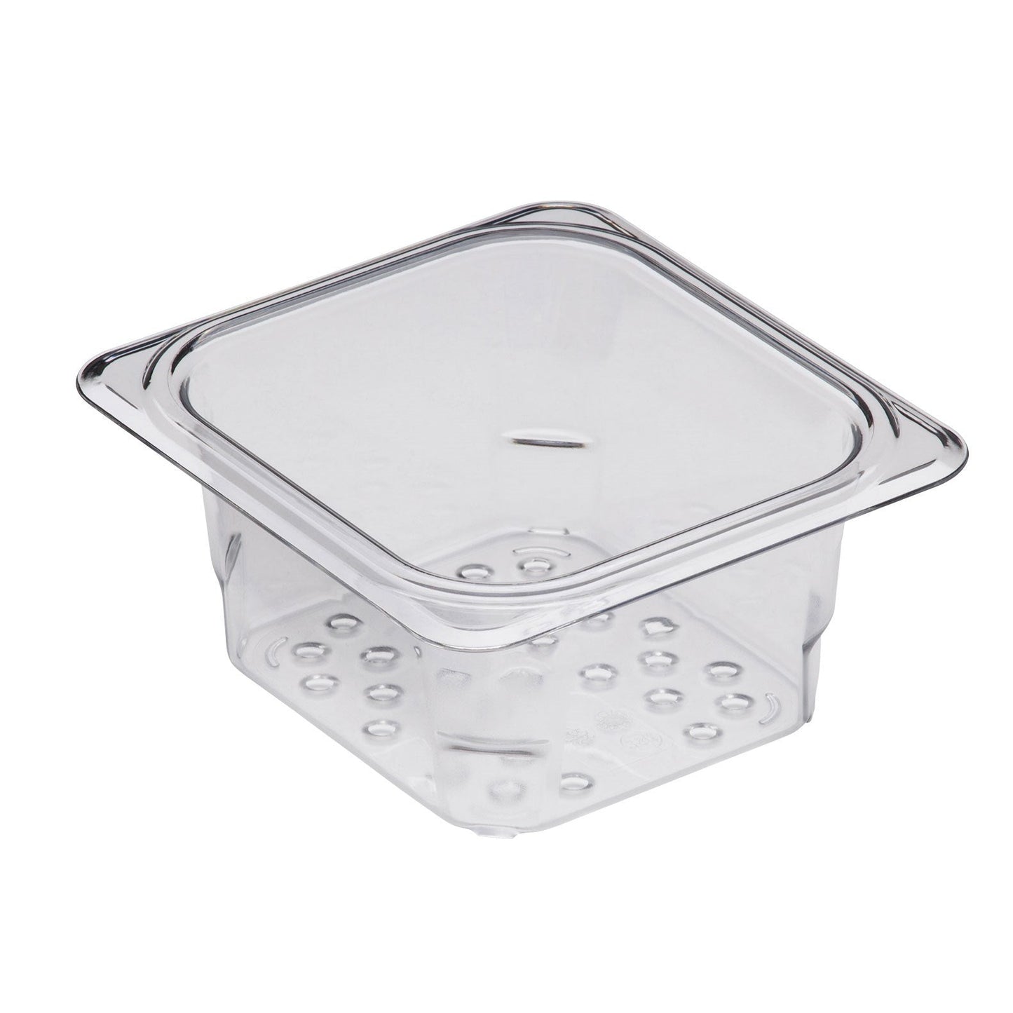 Cambro | Bac gastronome perforées Camwear de taille 1/6, 3" de profondeur, transparent