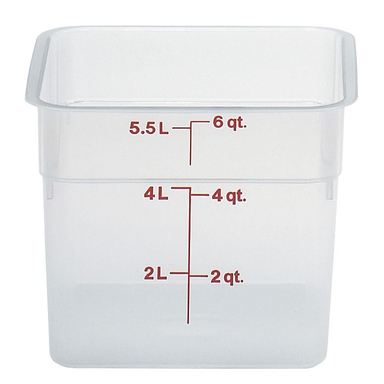 Cambro CamSquare Food Storage Container, 6 qt, Translucent - 6SFSPP190