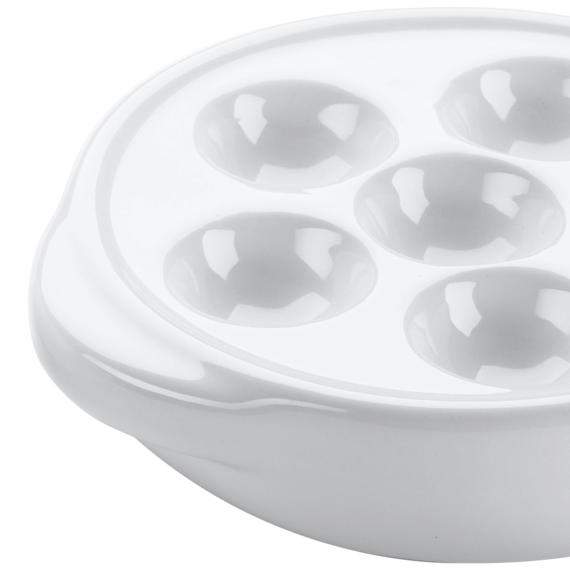Browne Escargot Plate, 6 Compartments, White, Double Handle Style - 744041