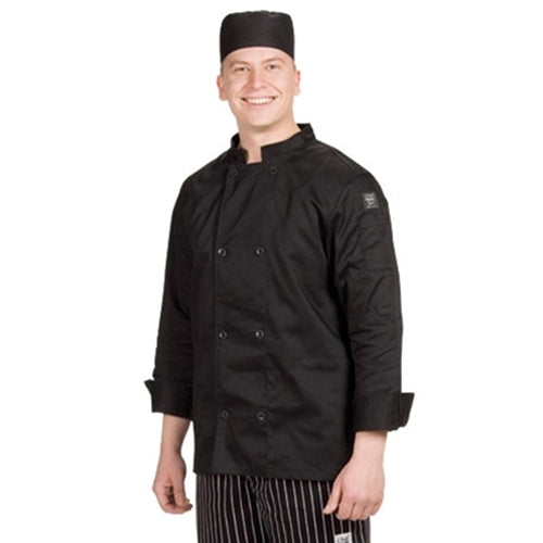 Chef Revival Long Sleeve Chef Jacket, Black Buttons, EZ-Blend, XLarge, Black - J061BK-XL