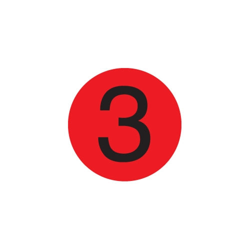 DayMark | Étiquette circulaire numéro 3 de MoveMark, 3/4 po, rouge