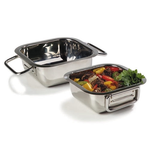 Carlisle | Balti Plat carré avec poignées, 8 po, acier inoxydable, VENTE FINALE