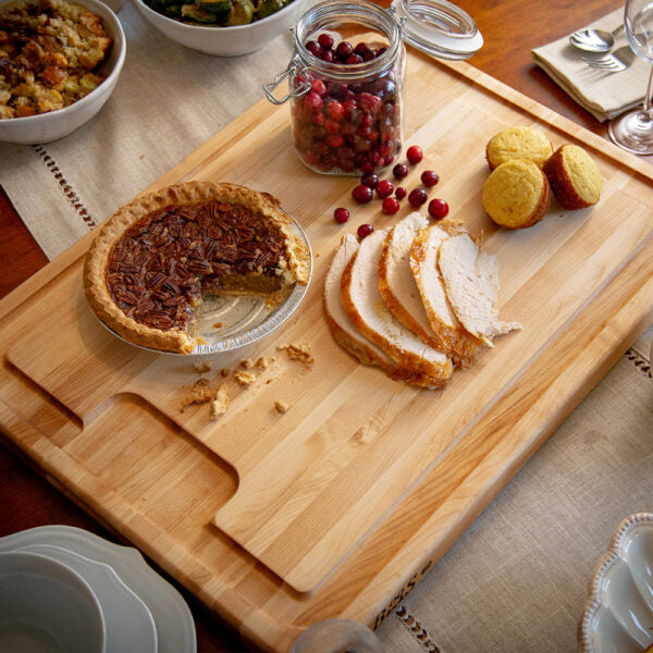 John Boos Reversible Cutting Board with Juice Groove, 24" x 18" x 1 1/2", Edge Grain Maple - AUJUS