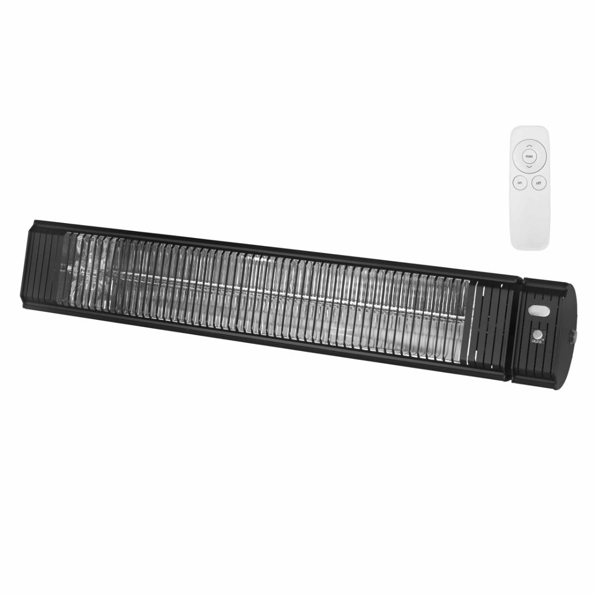 Aura | Chauffage extérieur mural, télécommandé, 27 po, 120 V, 1500 W, aluminium noir