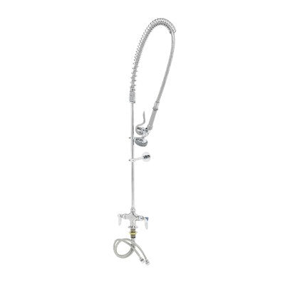 T&S EasyInstall Deck Mount Single Hole Pre-Rinse Faucet, 44" Flexible Hose, Lever Handles, 1.15 GPM Flow Rate - B-0113-B