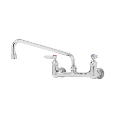 T&S 8" Wall Mount Double Pantry Faucet, 12" Swing Nozzle, Lever Handles, 1/2" NPT, Female - B-0231