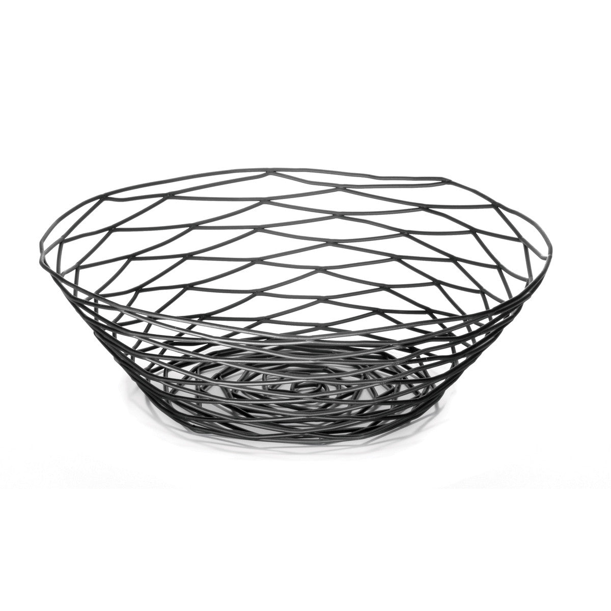TableCraft Artisan Collection Powder Coated Round Wire Basket, Black - BK17510