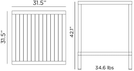 NARDI | Table Cube de 80 bars, 32 x 32 po, anthracite