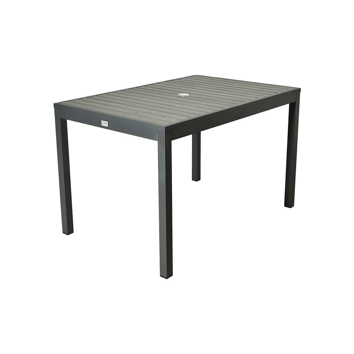 BUM Furniture Marco Polywood Aluminum Dining Height Table, 48" x 32", Silver/Teak - DT516-48Q-TS