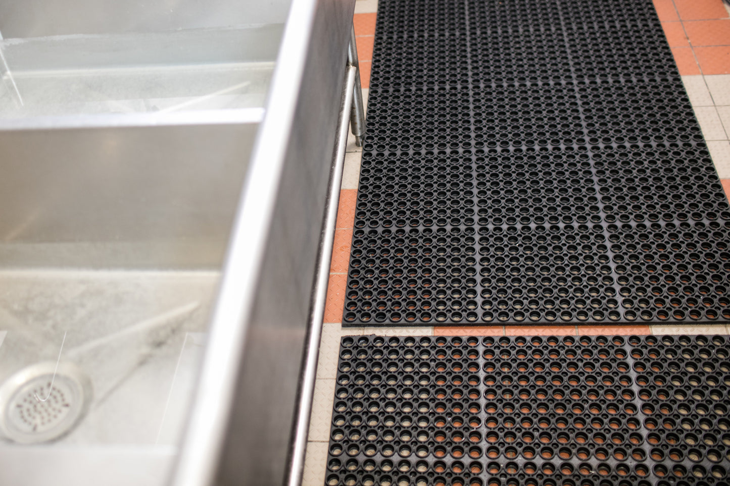 San Jamar Tuf-Mats Medium Duty Floor Mats, 36" x 60" x 0.75", Black - KM2100B