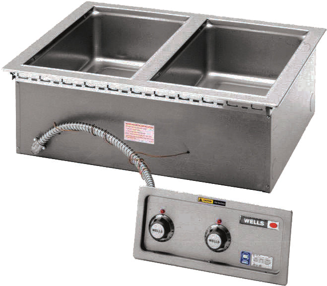 Wells Mfg MOD200TDM Drop-In Two-Well Full Size Food Warmer, 208V - MOD200TDM(208/240)
