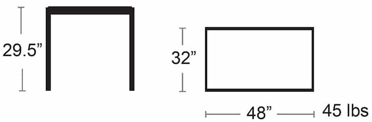 BUM Furniture Marco Polywood Aluminum Dining Height Table, 48" x 32", Silver/Grey - DT516-48Q-GS