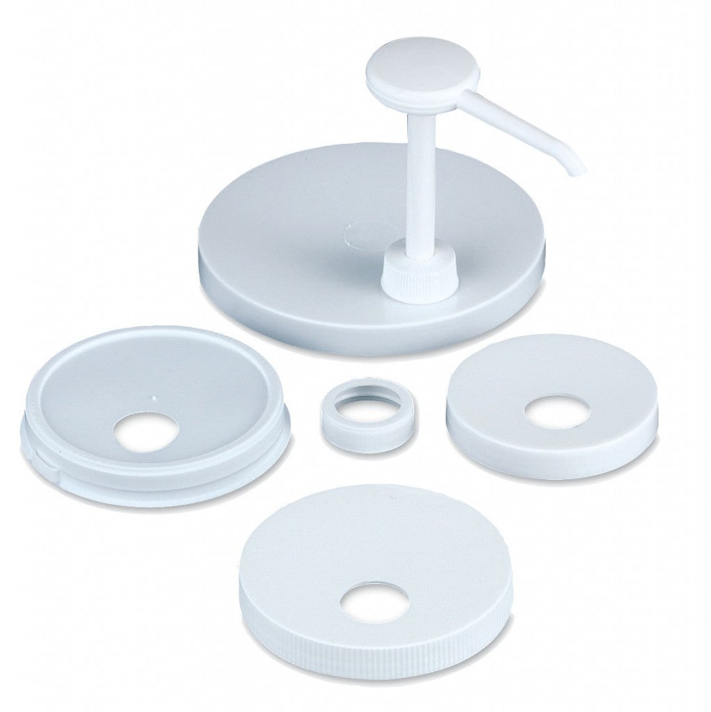 San Jamar | Ensemble de pompe économique, portions de 1 oz, 1 pompe, 5 bouchons, blanc