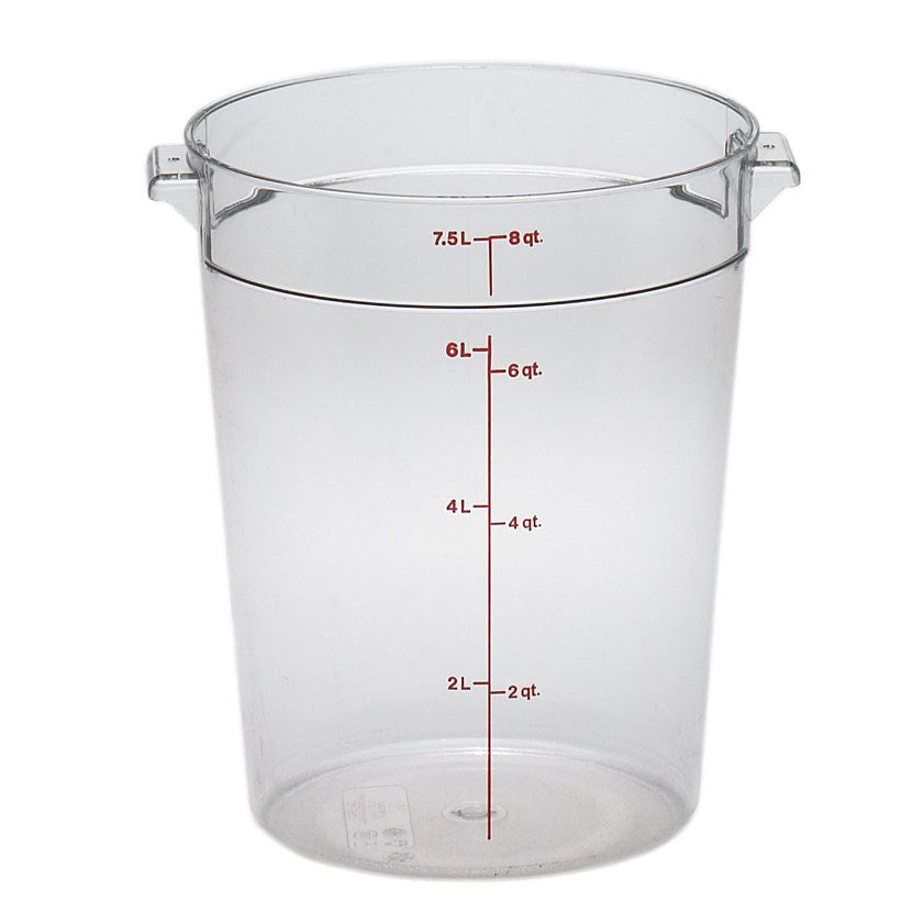 Cambro | Récipient rond de rangement pour aliments Camwear, 8 pintes, transparent