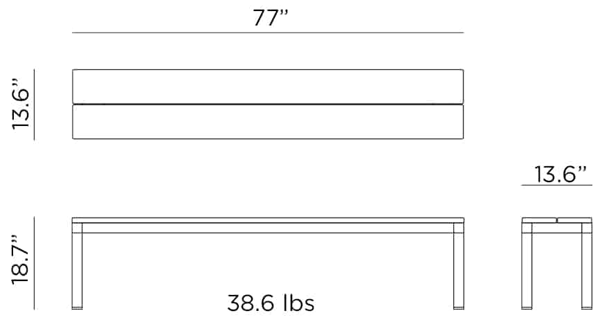 NARDI | Banc Rio, 77 po, aluminium, anthracite