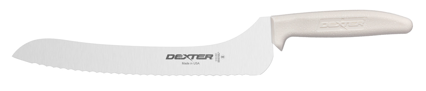 Dexter Sani-Safe Offset Bread Knife, Scalloped Edge, 9", White - S163-9SC-PCP