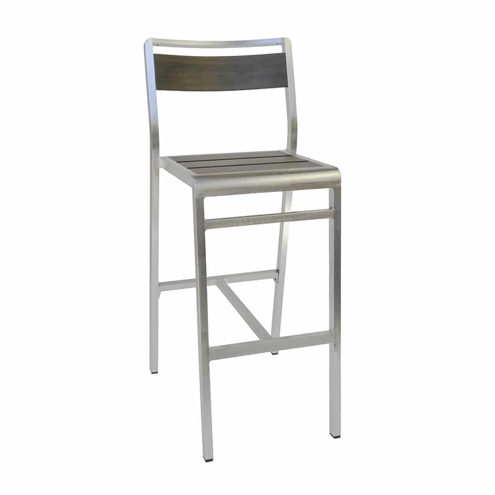 Emu Sid Bar Stool with Back, Brushed Aluminum/Wenge Finish (2-pack) - 1220-06-402