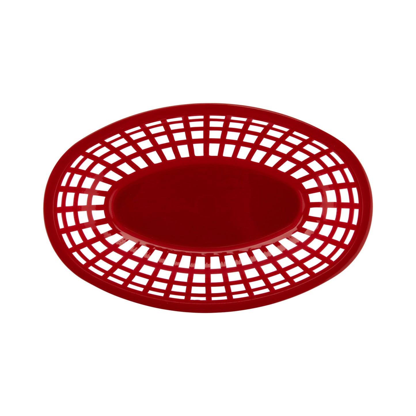 G.E.T. Oval Basket, 9.5" x 6" x 2", Red Plastic (36-pack) - OB-938-R