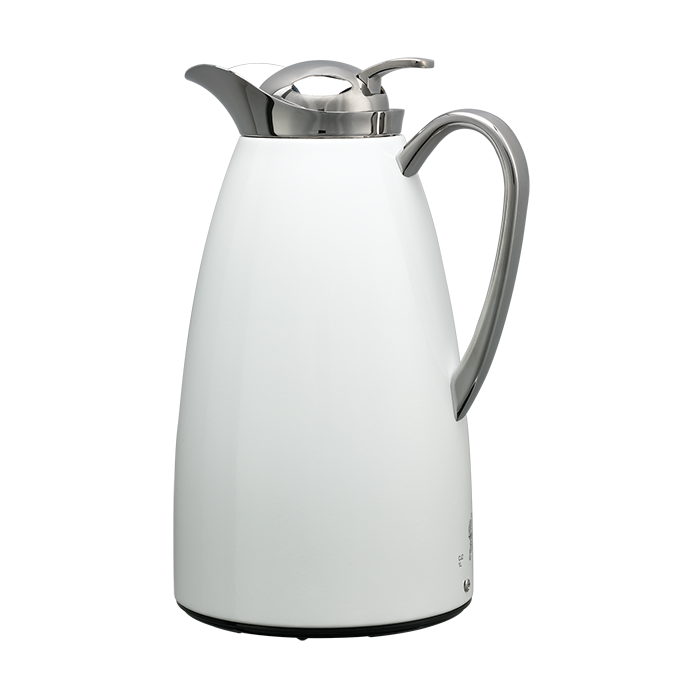 Service Ideas Classy Vacuum Insulated Carafe, 1 L, Stainless Steel/White - CJZS1WHT